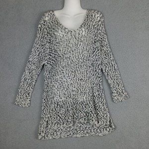 J Jill Size L Women's 100% Cotton Open Knit Pullover Sweater